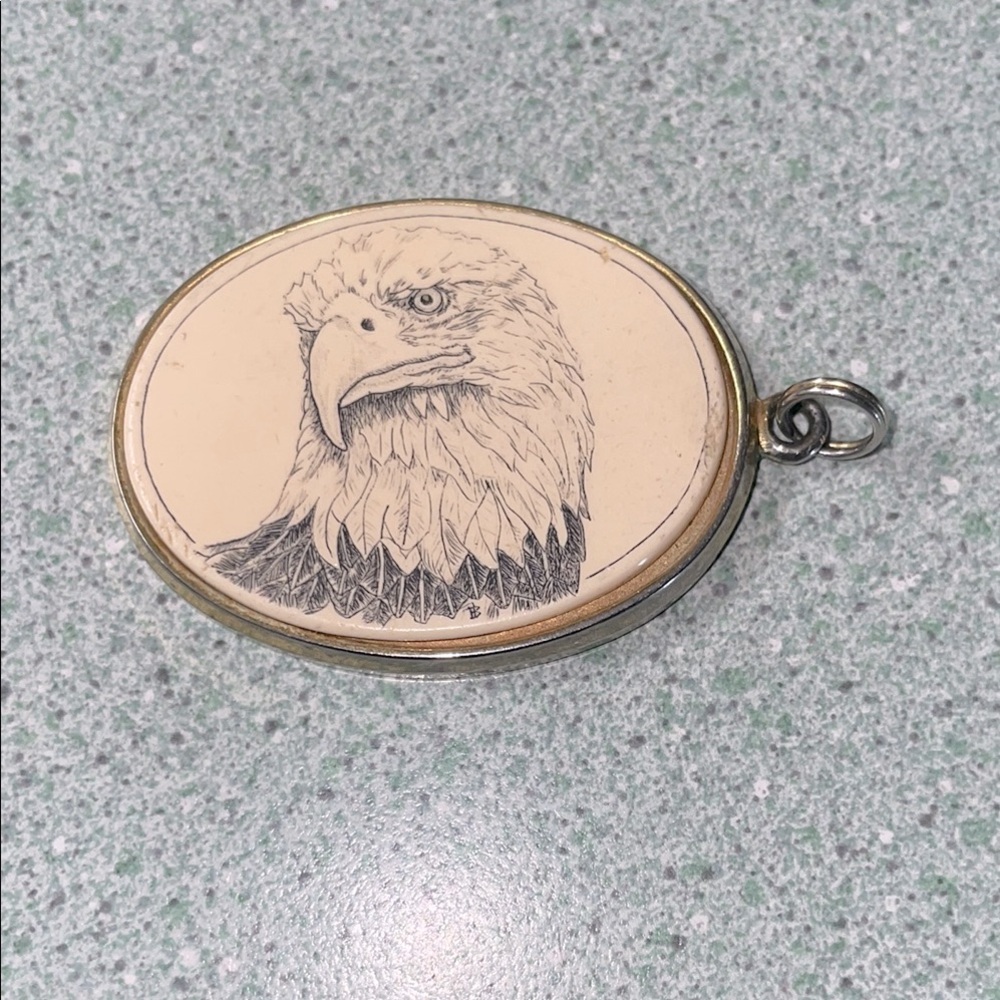 Vintage Barlow Eagle Head Pendent Signed 1.25"x1.5"
